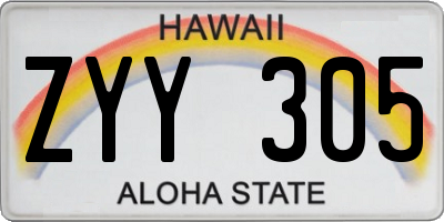 HI license plate ZYY305