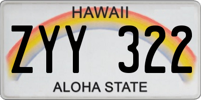 HI license plate ZYY322