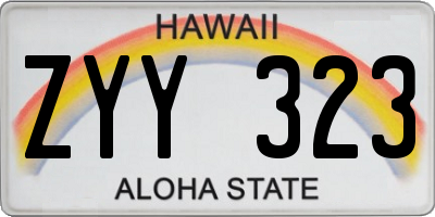 HI license plate ZYY323