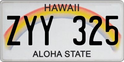 HI license plate ZYY325