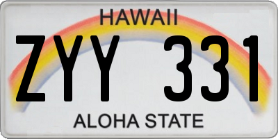 HI license plate ZYY331