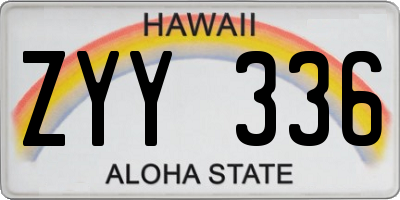 HI license plate ZYY336