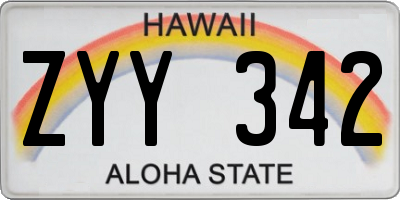 HI license plate ZYY342