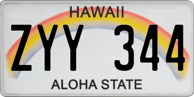 HI license plate ZYY344