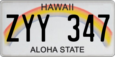 HI license plate ZYY347