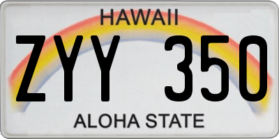 HI license plate ZYY350