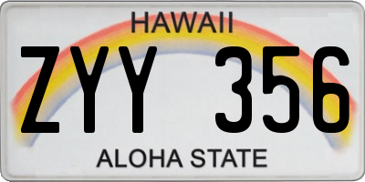 HI license plate ZYY356