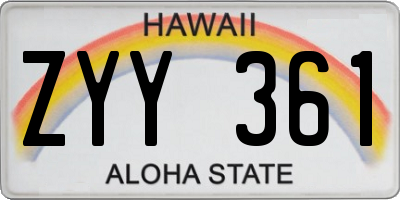 HI license plate ZYY361