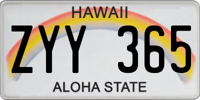 HI license plate ZYY365