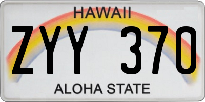 HI license plate ZYY370