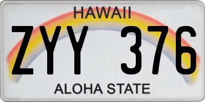 HI license plate ZYY376