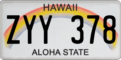 HI license plate ZYY378