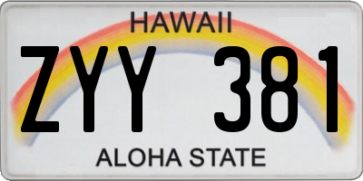 HI license plate ZYY381