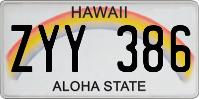 HI license plate ZYY386