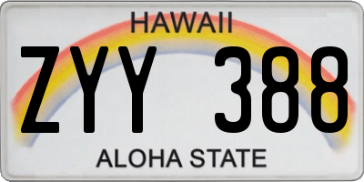 HI license plate ZYY388