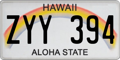 HI license plate ZYY394