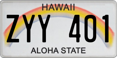 HI license plate ZYY401