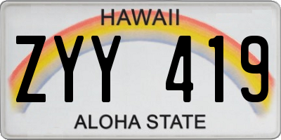 HI license plate ZYY419