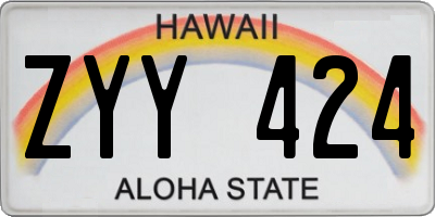 HI license plate ZYY424