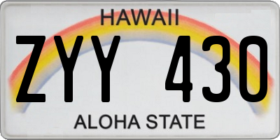 HI license plate ZYY430