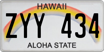 HI license plate ZYY434