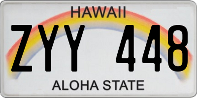 HI license plate ZYY448