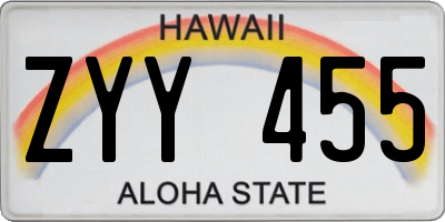 HI license plate ZYY455