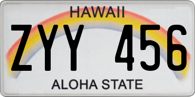 HI license plate ZYY456