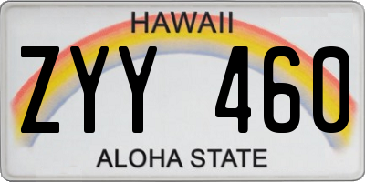 HI license plate ZYY460