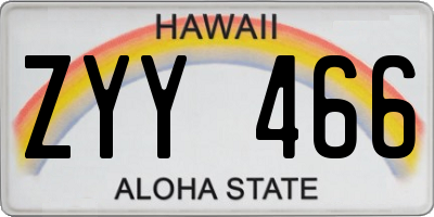 HI license plate ZYY466