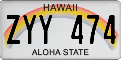 HI license plate ZYY474