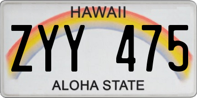 HI license plate ZYY475