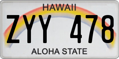 HI license plate ZYY478