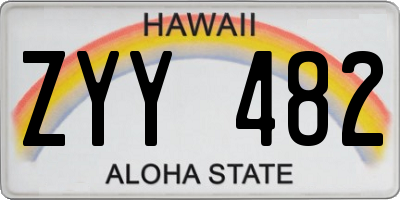 HI license plate ZYY482