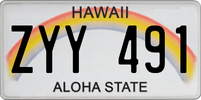 HI license plate ZYY491