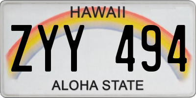 HI license plate ZYY494