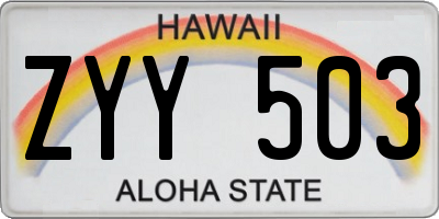 HI license plate ZYY503