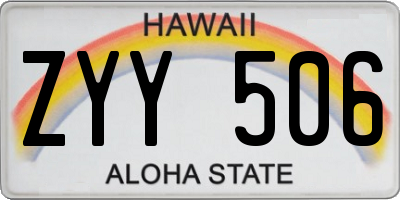 HI license plate ZYY506