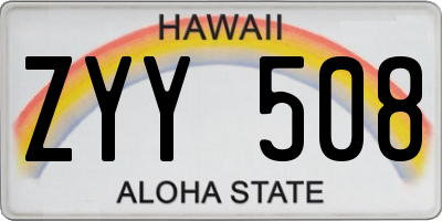 HI license plate ZYY508