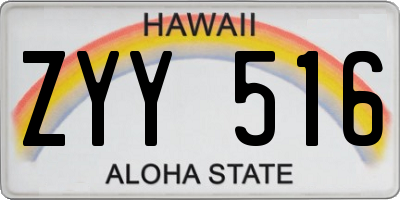 HI license plate ZYY516