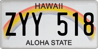 HI license plate ZYY518