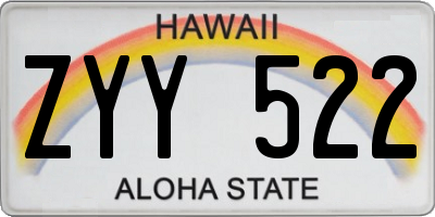 HI license plate ZYY522