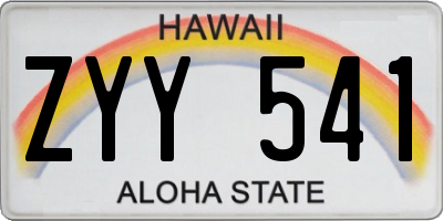 HI license plate ZYY541