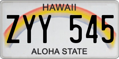 HI license plate ZYY545