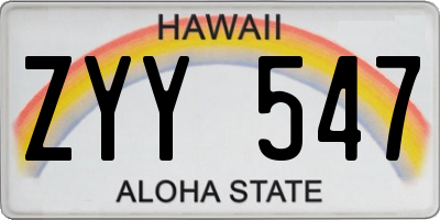 HI license plate ZYY547