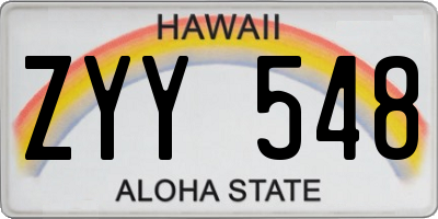 HI license plate ZYY548