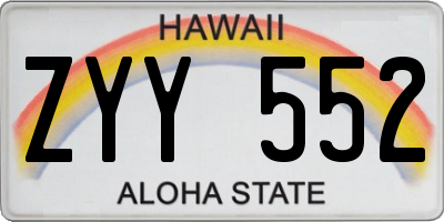 HI license plate ZYY552