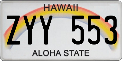 HI license plate ZYY553