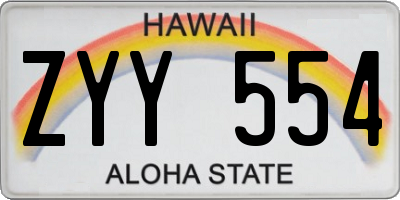 HI license plate ZYY554