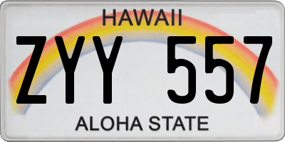 HI license plate ZYY557